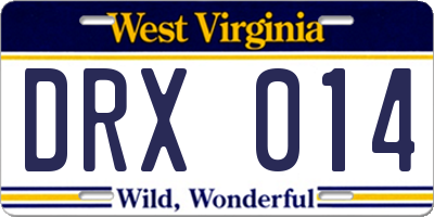 WV license plate DRX014