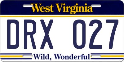 WV license plate DRX027