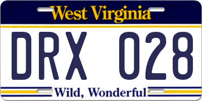 WV license plate DRX028