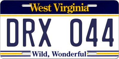 WV license plate DRX044