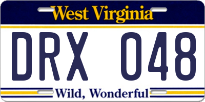 WV license plate DRX048