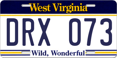 WV license plate DRX073