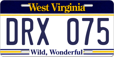 WV license plate DRX075