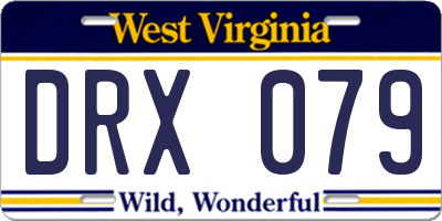 WV license plate DRX079