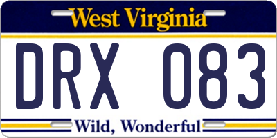 WV license plate DRX083