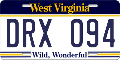WV license plate DRX094