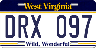 WV license plate DRX097