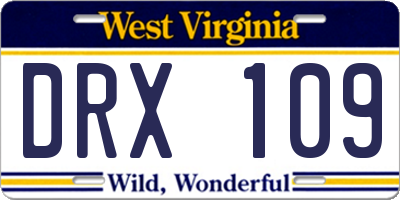 WV license plate DRX109