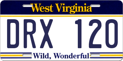 WV license plate DRX120