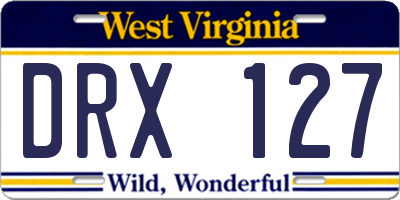 WV license plate DRX127