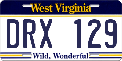 WV license plate DRX129