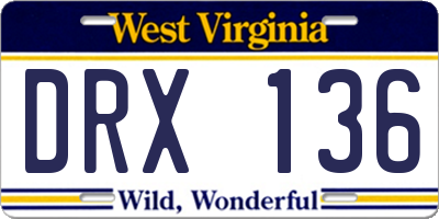 WV license plate DRX136