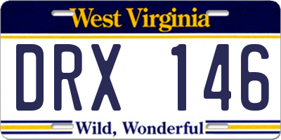 WV license plate DRX146