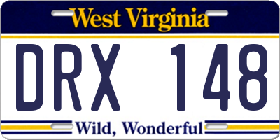 WV license plate DRX148
