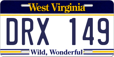 WV license plate DRX149