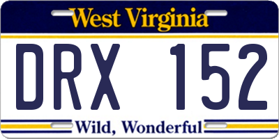 WV license plate DRX152