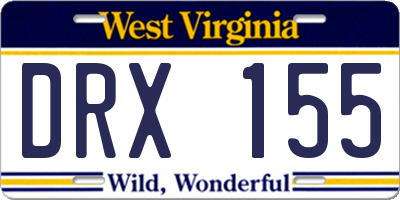 WV license plate DRX155