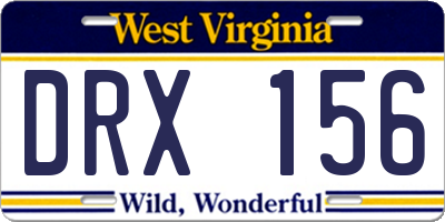 WV license plate DRX156