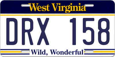 WV license plate DRX158