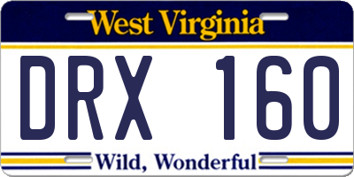 WV license plate DRX160