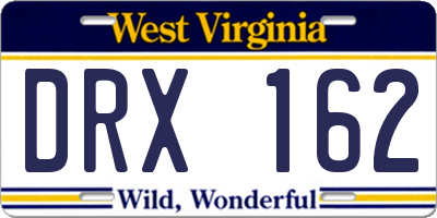 WV license plate DRX162