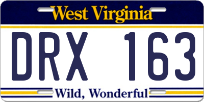 WV license plate DRX163
