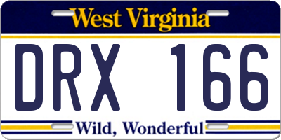 WV license plate DRX166