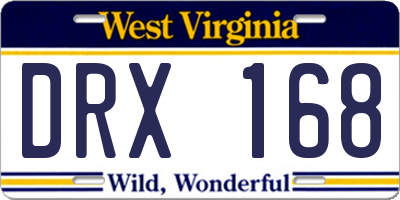 WV license plate DRX168