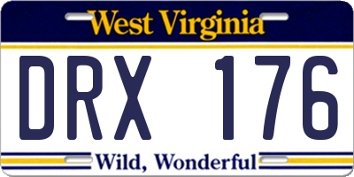 WV license plate DRX176