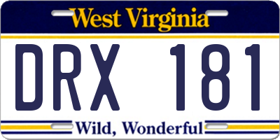 WV license plate DRX181