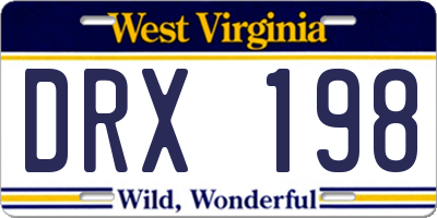 WV license plate DRX198