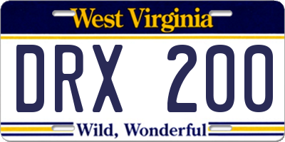 WV license plate DRX200
