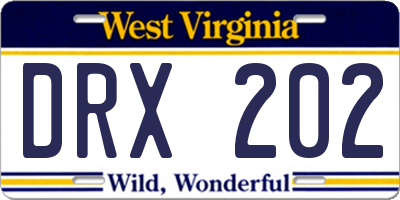 WV license plate DRX202