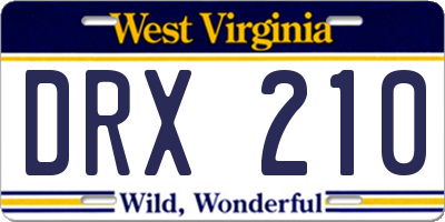 WV license plate DRX210