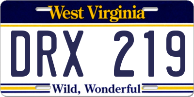 WV license plate DRX219