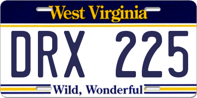 WV license plate DRX225
