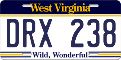 WV license plate DRX238