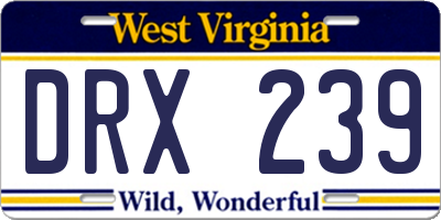 WV license plate DRX239