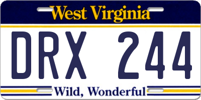 WV license plate DRX244
