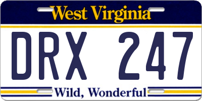 WV license plate DRX247