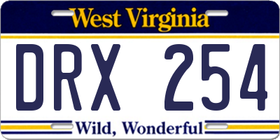 WV license plate DRX254