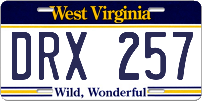 WV license plate DRX257