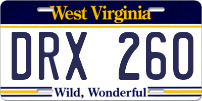 WV license plate DRX260