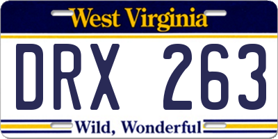 WV license plate DRX263