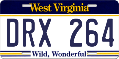 WV license plate DRX264