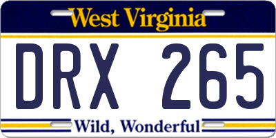 WV license plate DRX265