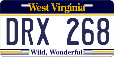 WV license plate DRX268