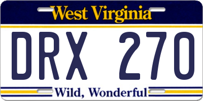 WV license plate DRX270