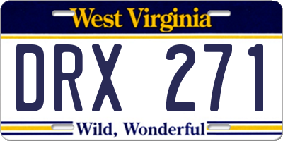 WV license plate DRX271