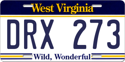 WV license plate DRX273